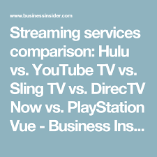 Streaming Services Comparison Hulu Vs Youtube Tv Vs Sling Tv Vs Directv Now Vs Playstation Vue Business Insider Sling Tv Tv Playstation Vue