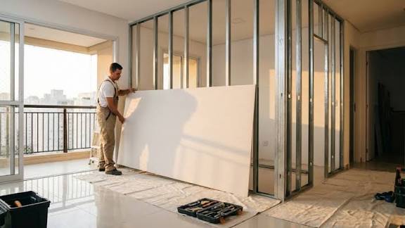 Instalação de estrutura metálica para parede de drywall em Contagem Engessar BH
