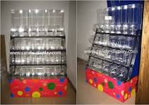 Batch Candy Display Rack With High Transparent Acrylic Bins and Spoon
