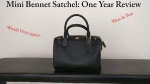 Coach womens crossgrain leather/signature mini bennett crossbody bag. Coach Mini Bennett Satchel One Year Wear Tear Review Youtube