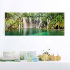 Bilderwelten Glasbild Panorama Quer Wasserfall Plitvicer Seen Badezimmer Wandkunst Glasbilder Glaswand