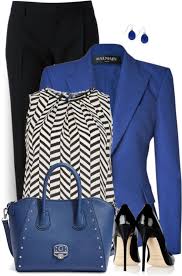 Black White And Royal Blue Outfits Royal Blue Blazer Work Outfit Style Work Fashion Fashion Work Outfit