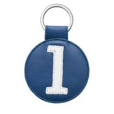 Porte Cle En Cuir Recycle Numero Blanc Sur Fond Bleu Porte Cle Cuir Porte Cle Et Cles En Cuir