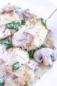 Creamy Chicken Mushroom With Garlic Parmesan And Spinach Recipe Creamy Chicken Recipes Creamy Chicken Mushroom Chicken