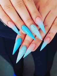 Best Summer Ombre Nails In 2019 Stylish Belles Blue Glitter Nails Stiletto Nails Glitter Blue Nails