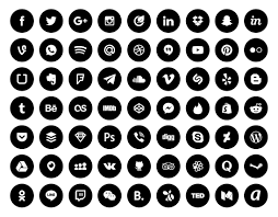 Black And White Social Media Icons For Email Signature Social Media Icons Icons Design App Websites Social Media Icons Social Media Icons Vector Website Icons Design