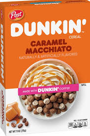 What S This Dunkin Donuts Has New Crunchy Caramel Macchiato And Mocha Latte Cereals Dunkin Coffee And Donuts Caramel Macchiato