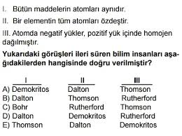 Atom Ve Periyodik Sistem 3 Atom Modelleri 1 9 Sinif Kimya Online Test Coz Cikmis Sorular Cevapli