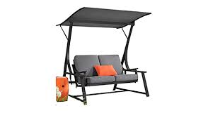 Free shipping for many products! Porch Swing Chair Marquette Glider Porch Swing Chair With Stand Crafted Of Powder Coated Steel Detachable Canopy And Removable Cushions Charcoal Grey Amazon Ca Patio Lawn Garden