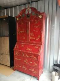 But a secretary desk, in all of its ladylike glory, is a different story. Secretary Desk Hutch Vintage Chinese Red Lacquer Chinoiserie Hand Painted Ebay