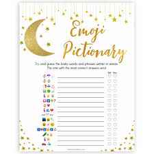 Give everyone a highlighter and time it to see who can find the most words. Baby Emoji Pictionary Little Star Printable Baby Shower Games Ohhappyprintables