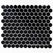 Fliesen waren schon einmel verbaut. Keramikmosaik Hexagon 23 Sechseck Mosaik Schwarz Glanzend