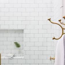 White Subway Tiled Shower Niche With Light Gray Grout White Subway Tile Shower Tile Shower Niche Shower Tile