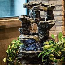 Small indoor fountains and waterfalls. Amazon Com Cya Decor Rock Tabletop Fountain Indoor 4 Tiers Waterfall Fountains Outdoor With Led Lights 24 In Indoor Fountain Fountain Indoor Water Fountains