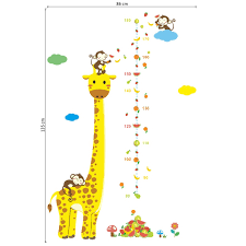 Cartoon Measure Wall Stickers For Kids Rooms Giraffe Monkey Height Chart Ruler Decals Nursery Home Decor Wall Decor Stickers Quotes Wall Decor Tree