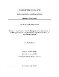 Universidad De Buenos Aires Facultad De Filosofia Y Letras Programa De Doctorado Tesis De Doctorado En Antropologia Juventud Y