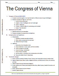 Congress Of Vienna 1814 1815 Free Printable History Outline Congress Of Vienna Vienna Social Studies Classroom