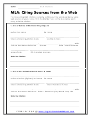 Using the information set below, write correct parenthetical citations/documentations for each example. Mla Citations Worksheets