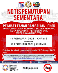 Bangunan dato mohamad salleh perang, 79576, kota iskandar, johor. Notis Penutupan Laman Rasmi Pentadbiran Tanah Johor Facebook