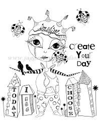 Choose a variety of colors for coloring in each one. Create Your Day Today I Choose Imagine Seeker Printable Coloring Page Jagged Touch Studio