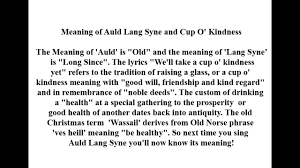 First known use of auld lang syne. Meaning Of Auld Lang Syne Youtube