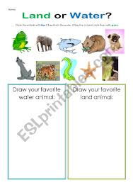 Land Or Water Esl Worksheet By Eveteacher
