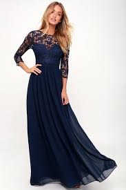 Touch My Heart Navy Blue Lace Up Lace Maxi Dress Long Navy Blue Bridesmaid Dresses Navy Blue Bridesmaid Dresses Bridesmaid Dresses Long Navy