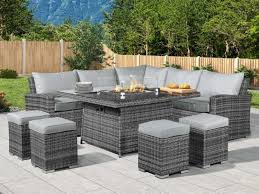Aug 11, 2020 · personalize your fire pit area with this durable metal insert and enjoy a cozy, safe space, for many years. Nova Outdoor Living Cambridge Deluxe Corner Dining Set With Fire Pit Table Corner Sofa Set At Gardenman
