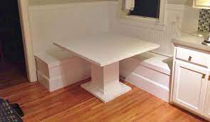 Trestle style table and bench complete the set. Diy Breakfast Nook With Storage Ana White