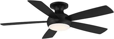When you add a low profile ceiling fan with lights which make your room cool and illuminate. Amazon Com Odyssey Indoor And Outdoor 5 Blade Smart Flush Mount Ceiling Fan 52in Matte Black With 3000k Led Light Kit And Remote Control Home Improvement