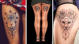 A simple yet an attractive tattoo on the thigh. Top 100 Unique Thigh Tattoo For Women Wittyduck