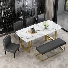 Lumisource clara dining table, black metal and clear glass by lumisource. Marble Gold Dining Table Novocom Top