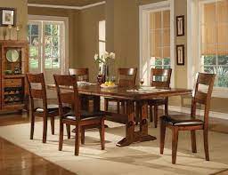 7 Pc Country Dark Oak Wood Dining Set Leaf Table Chairs Leather Seat Dining Room Design Dining Room Sets Rustic Dining Room
