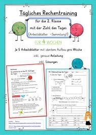 Tagliches Rechentraining Fur Die 2 Klasse Fur 4 Wochen Unterrichtsmaterial Im Fach Mathematik In 2020 Hausubung Rechnen Erste Klasse