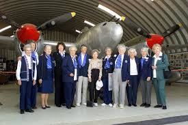 Pictured left to right) Winwood Wood, Peg Calhorn, Eileen Ferguson, Bea St.  Clare Thurston, Margaret Weiss, Bev Beesemyer, Mary Lou Neale, Dorthy Swan  Lewis, Yvonne "Pat" Pateman, Nancy Staples, Emmie Drummond, and