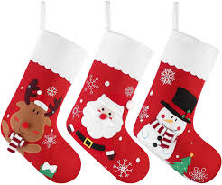 Wholesale gift boxes & bags. Cabilock Christmas Stockings Bulk 3 Pcs Christmas Holiday Stockings Xmas Decoration Stockings For Christmas Party Decorations Family Holiday Snowman Reindeer And Santa Claus Amazon Co Uk Home Kitchen