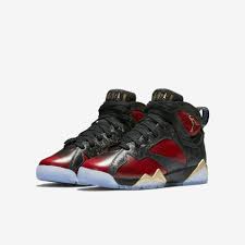 Black And Red Jordans High Tops Air Jordan 7 Retro Doernbecher Black University Red Metallic Gold Air Jordans Kids Shoes Air Jordan Sneaker