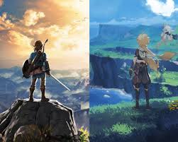 Genshin Impact Vs Breath Of The Wild Comparativa Grafica Illustrazioni Disegni