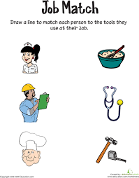 Job Match Worksheet Education Com Community Helpers Worksheets Preschool Jobs Worksheets For Kids