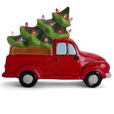 These nostalgic vintage ceramic christmas trees just came back in stock. Milltown Merchants Ceramic Christmas Tree And Vintage Truck Tabletop Decor And Christmas Tree Lights 11 Red Truck Multicolored Lights Lighted Vintage Ceramic Tree And Truck Buy Online In Botswana At