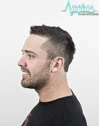 A Short Straight Hair Men S Hairstyle With Beard Combination A Clean Haircut With A Litt Short Hair With Beard Short Straight Hair Mens Hairstyles With Beard