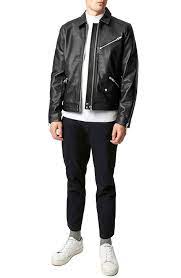 Topman Black Leather Harrington Jacket Nordstrom