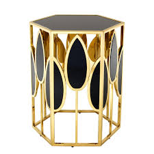Black And Gold Side Table Uk Side Table Florian 54x46x65 Gold Side Table Side Table Black Glass Side Table