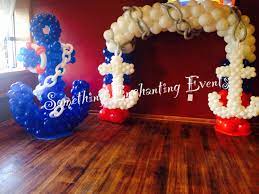 Scatter stuffed animals or toy figures of pooh and. Anchor Balloon Column And Arch Ahoy Its A Boy Nautical Theme Baby Shower Baby Shower Balloon Arch Nautical Baby Shower Decorations Baby Shower Nautical Theme