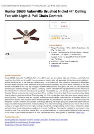 Get the best deals on ceiling fans with light. Brushed Nickel Hunter 26019 12 Inch Downrod