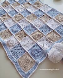 Seherin Dunyasi Erkek Bebek Battaniyesi Buyukanne Kareleri Baby Knitting Patterns Krose Battaniye