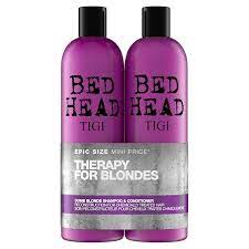 Tigi bed head dumb blonde purple toning shampoo 400ml. Tigi Bed Head Dumb Blonde Shampoo Und Conditioner Fur Blondes Haar 750 Ml 2 Stuck Amazon De Beauty