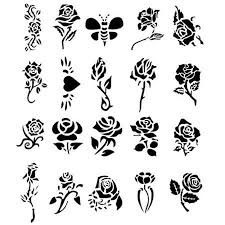 Airbrush Tattoo Stencil Set Book Of 20 Rose Design Template Flower Rose Tattoo Stencil Airbrush Tattoo Tattoo Templates