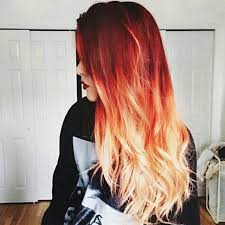 On Instagram Red Orange Blonde Hair Color Colorfulhair Ombre Curled Tumblr Tumblrhair Mermaidhair Mermaid Wehe Fire Ombre Hair Orange Ombre Hair Fire Hair