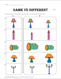 Matching the object prtintable sheets fo rtoddlers. Same And Different Worksheets